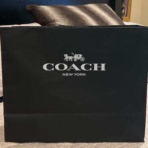 Coach Black Paper Shopping Bag with White Logo